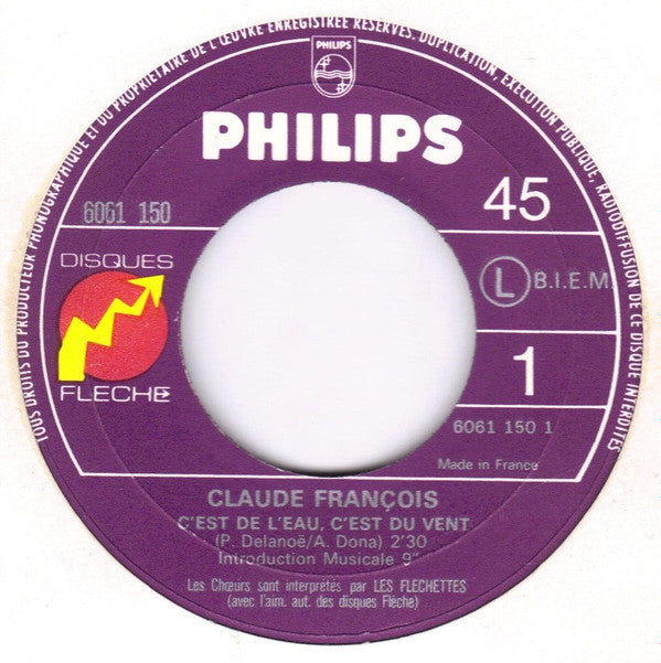 Claude François : C'est De L'eau, C'est Du Vent / Aïda (7", Single)