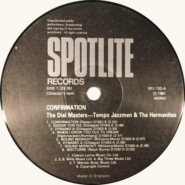 Tempo Jazz Men And The Hermanites : Confirmation • All Known Takes Collectively On Record For The First Time (LP, Comp, Mono)