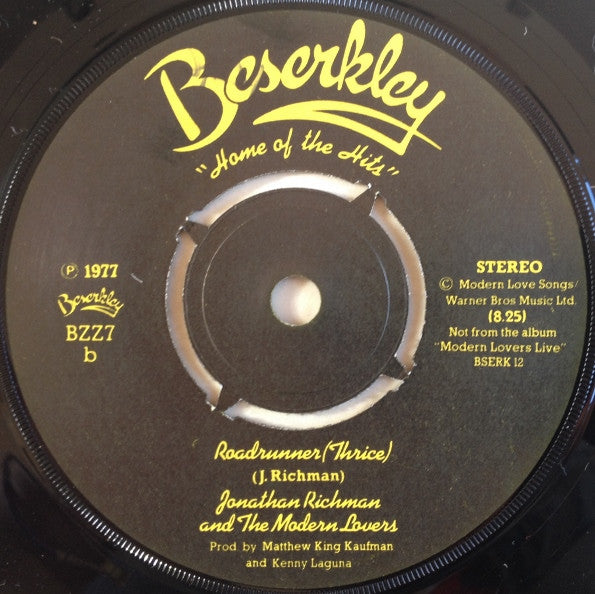 Jonathan Richman And The Modern Lovers* : The Morning Of Our Lives / Roadrunner (Thrice) (7", Single, Pus)