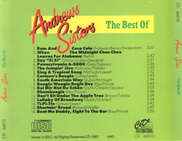 The Andrews Sisters : The Best Of Andrews Sisters (CD, Comp)