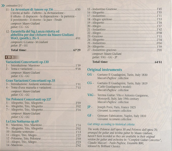 Mauro Giuliani (2), Duo Maccari / Pugliese : Complete Works For Guitar Duo (3xCD, Album)