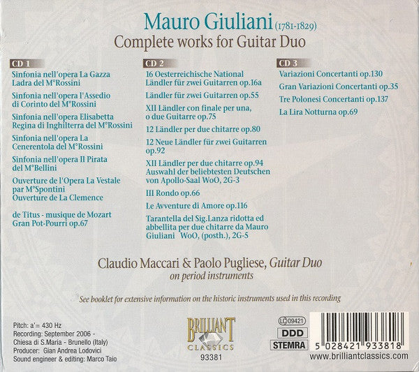 Mauro Giuliani (2), Duo Maccari / Pugliese : Complete Works For Guitar Duo (3xCD, Album)