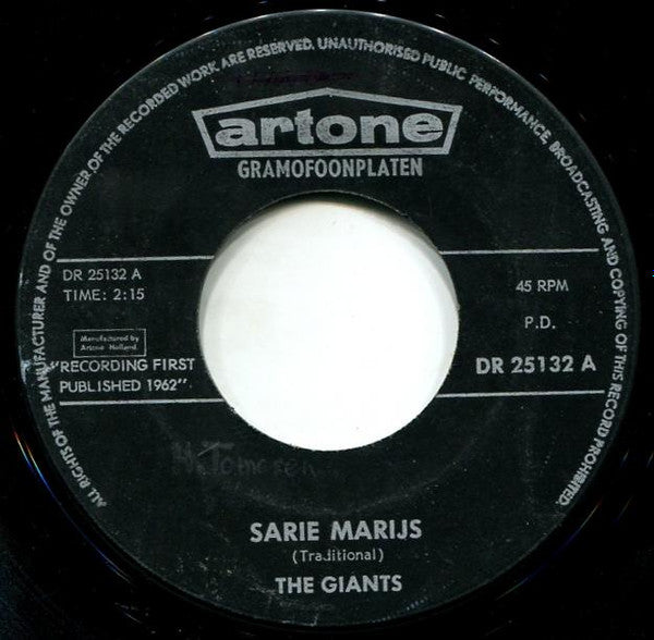 Willy And His Giants : Sarie Marijs (7", Single, Blu)