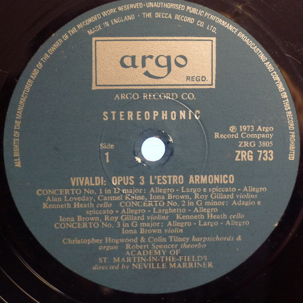 Antonio Vivaldi, The Academy Of St. Martin-in-the-Fields , Director Sir Neville Marriner : L'Estro Armonico (2xLP + Box)