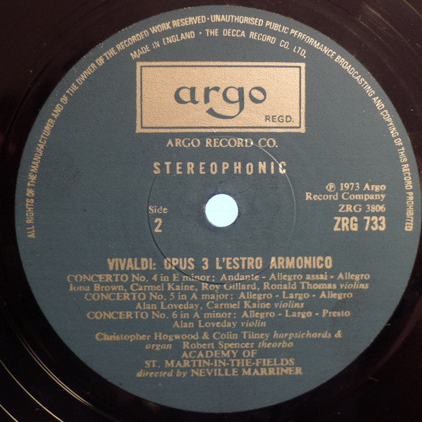 Antonio Vivaldi, The Academy Of St. Martin-in-the-Fields , Director Sir Neville Marriner : L'Estro Armonico (2xLP + Box)