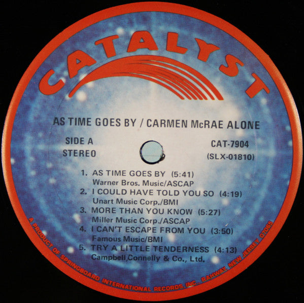 Carmen McRae : As Time Goes By / Carmen McRae Alone Live At The Dug (LP, Album)