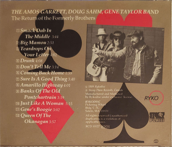 The Amos Garrett, Doug Sahm, Gene Taylor Band : The Return Of The Formerly Brothers (CD, Album, RE)