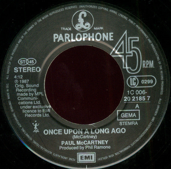Paul McCartney : Once Upon A Long Ago (7", Single)