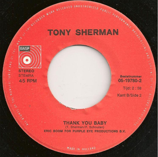 Tony Sherman : Sing With Me (7", Single)