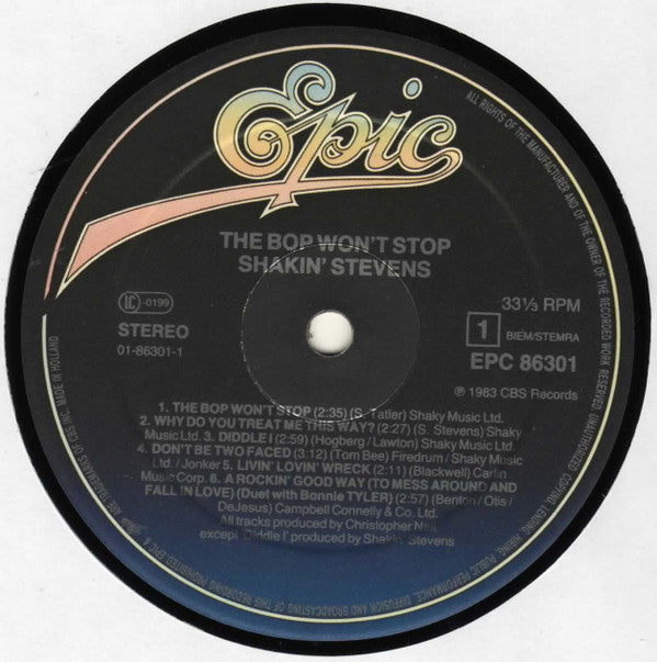 Shakin' Stevens : The Bop Won't Stop (LP, Album)