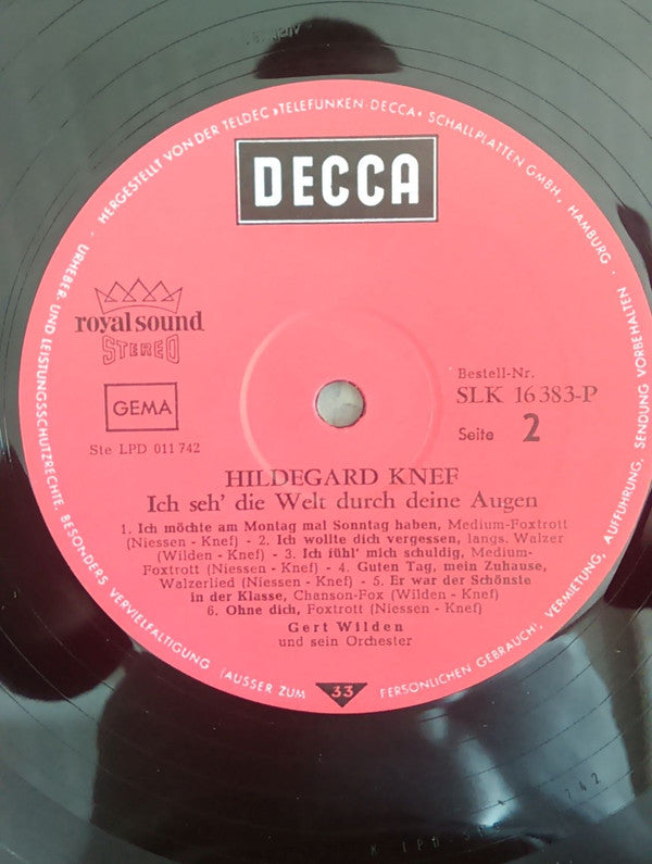 Hildegard Knef : Ich Seh Die Welt Durch Deine Augen (LP, Album, RE)