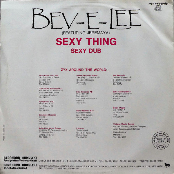 Bev-E-Lee featuring Jeremaya : Sexy Thing (12", Single)
