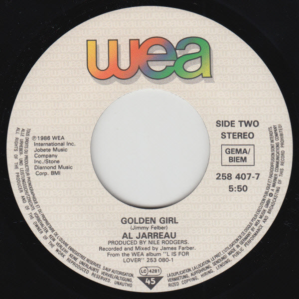 Al Jarreau : Moonlighting (7", Single)