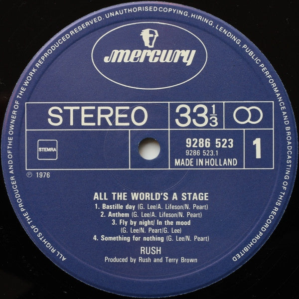 Rush : All The World's A Stage (2xLP, Album, Gat)