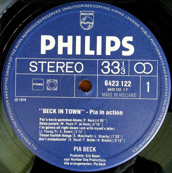 Pia Beck : Beck In Town - Pia In Action (LP, Album)