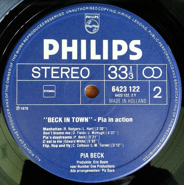 Pia Beck : Beck In Town - Pia In Action (LP, Album)