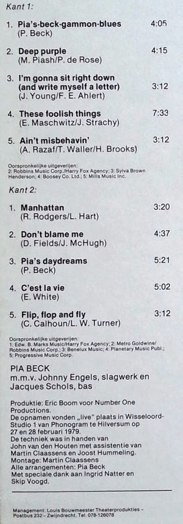 Pia Beck : Beck In Town - Pia In Action (LP, Album)