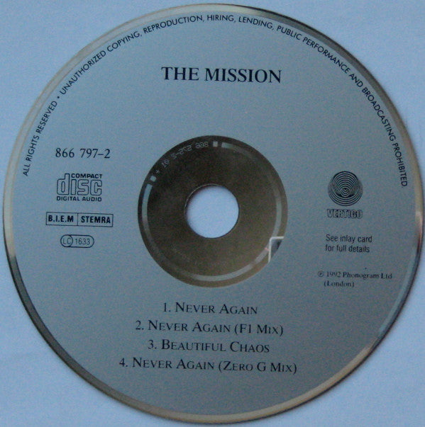 The Mission : Never Again (CD, Single)