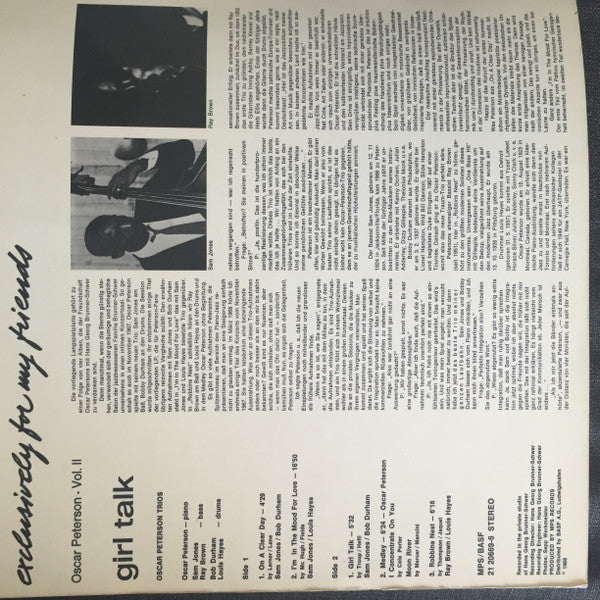 Oscar Peterson : Girl Talk (LP, Album, RE)