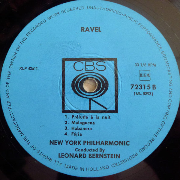 Maurice Ravel, Leonard Bernstein, New York Philharmonic : Bolero • La Valse • Rhapsodie Espagnole (LP)