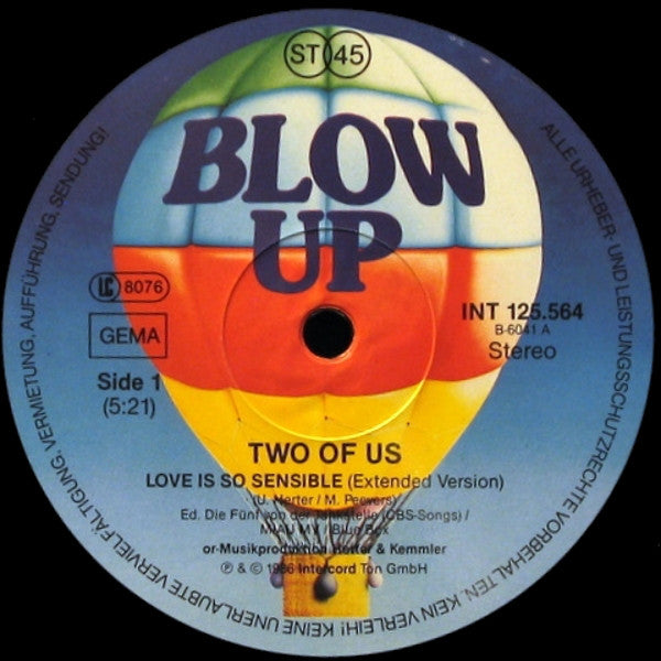 Two Of Us : Love Is So Sensible (12", Maxi)