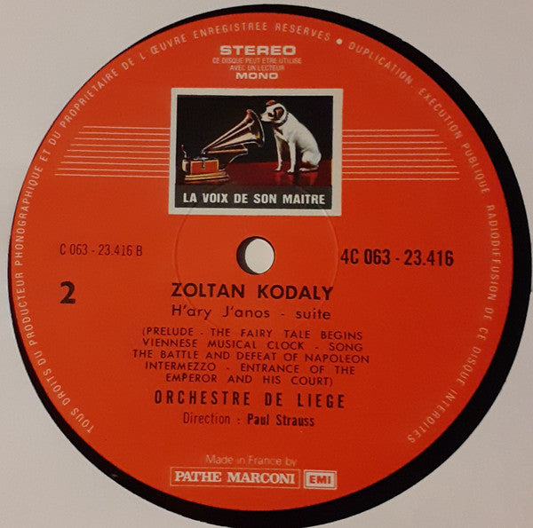 George Enescu / Zoltán Kodály / Orchestre De Liège, Paul Strauss : Paul Strauss Conducting Works By Georges Enesco & Zoltán Kodály (LP)