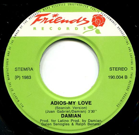 Damian (4) : Adios - My Love (7", Single)