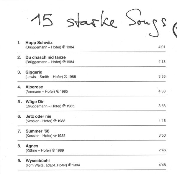 Polo Hofer & Die SchmetterBand : 15 Starke Songs Plus  3 (CD, Comp)