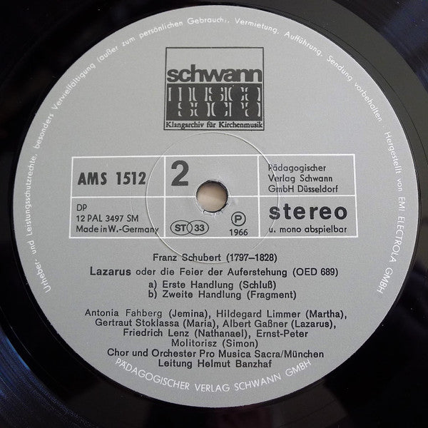 Franz Schubert : Lazarus (LP)