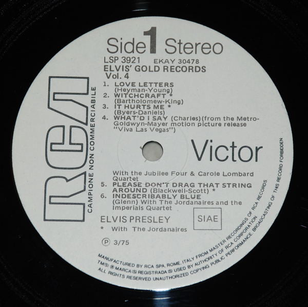 Elvis Presley : Elvis' Gold Records - Volume 4 (LP, Comp, Promo)