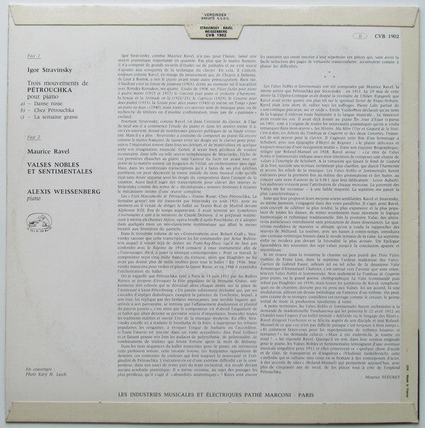 Alexis Weissenberg - Igor Stravinsky / Maurice Ravel : Trois Mouvements De Pétrouchka Pour Piano / Valses Nobles Et Sentimentales (LP, Album)