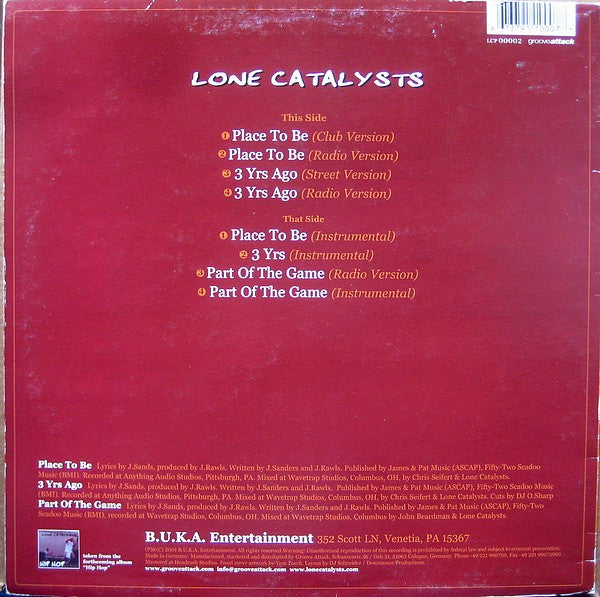 Lone Catalysts : Place To Be (12")