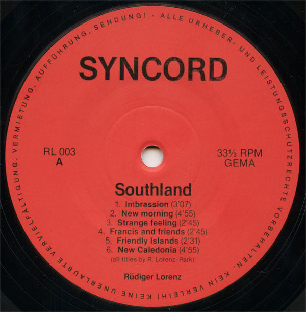 Rüdiger Lorenz : Southland (LP)