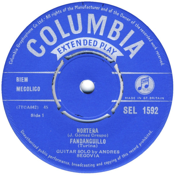 Andrés Segovia : Segovia (7", EP, Promo)