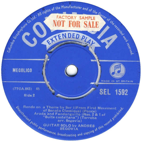 Andrés Segovia : Segovia (7", EP, Promo)