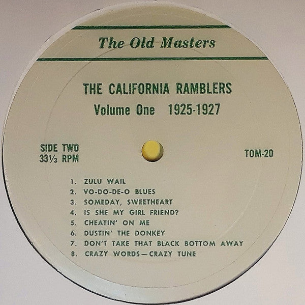 California Ramblers : 1925-1927 Volume One (LP, Comp, Ltd, Gre)