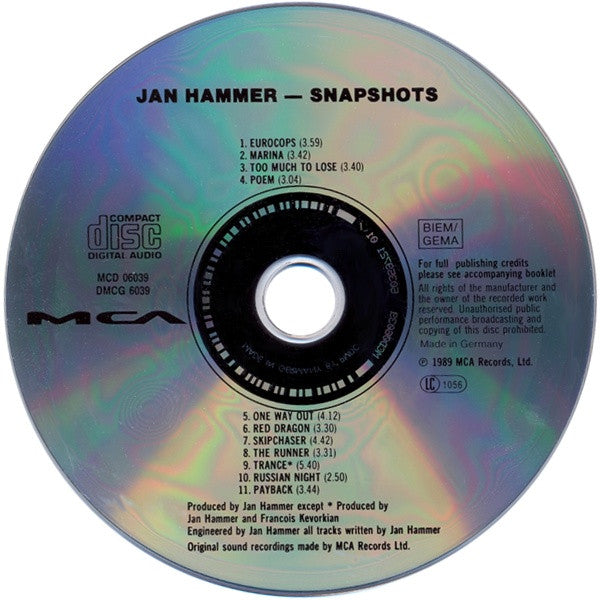 Jan Hammer : Snapshots (CD, Album, RE)