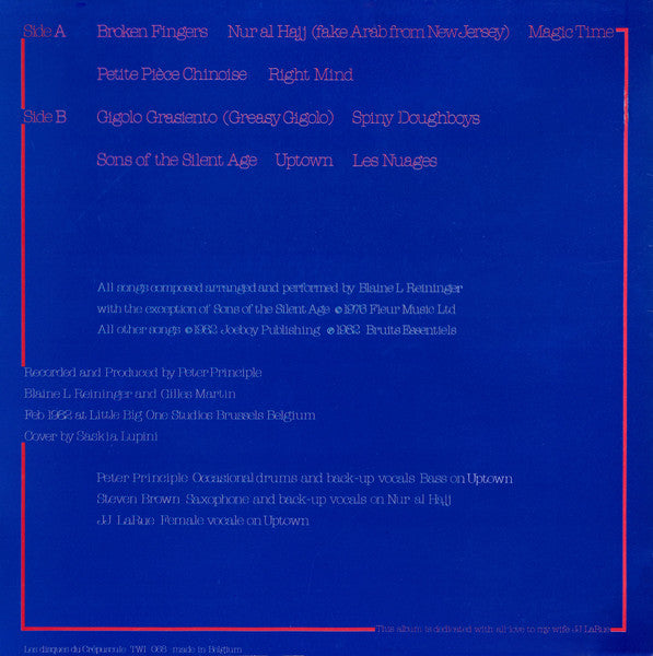 Blaine L Reininger* : Broken Fingers (LP, Album)