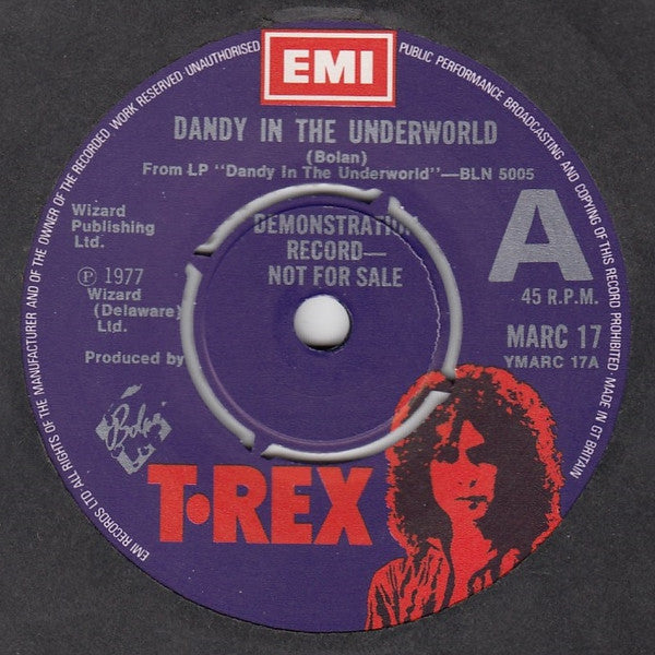 T. Rex : Dandy In The Underworld (7", Single, Promo)