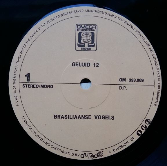 No Artist : Geluid Voor Amateur-Filmers En Geluidsjagers 12: Tropische Vogels (LP)