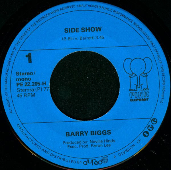 Barry Biggs : Side Show / Work All Day (7", Single, Mono)