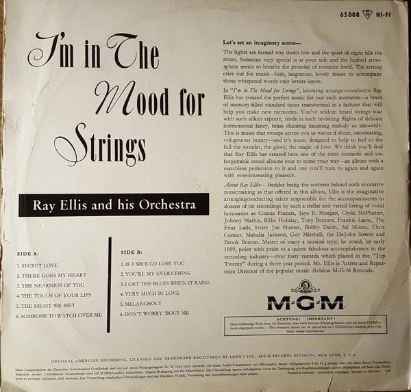 Ray Ellis And His Orchestra : I'm In The Mood For Strings (LP)