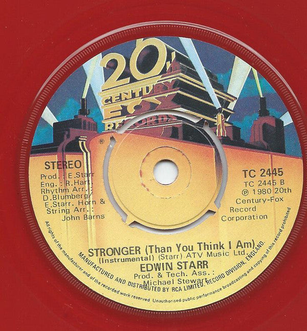 Edwin Starr : Stronger (Than You Think I Am) (7", Red)