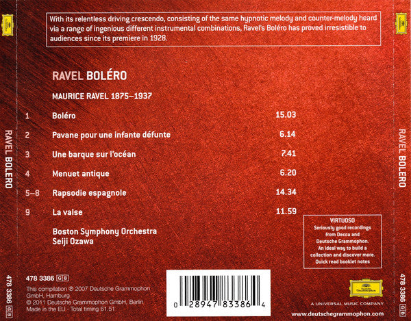 Maurice Ravel – Boston Symphony Orchestra, Seiji Ozawa : Bolero / Rapsodie Espagnole (CD, Comp, RE)