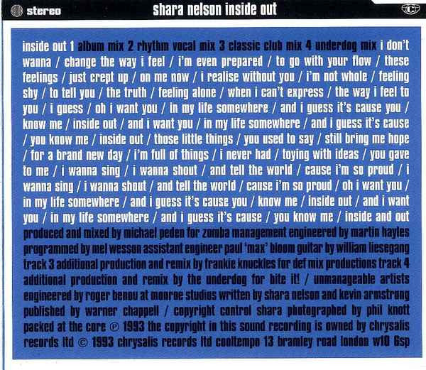 Shara Nelson : Inside Out (CD, Single)