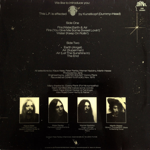 Jane : Fire, Water, Earth & Air (LP, Album, Gre)