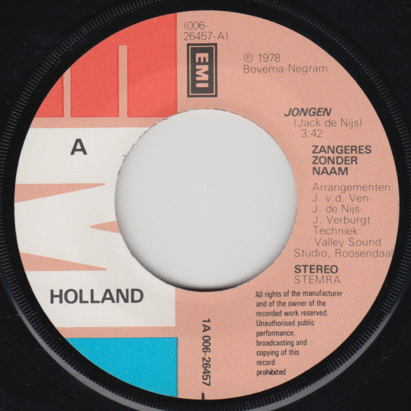 Zangeres Zonder Naam : Jongen (7", Single)