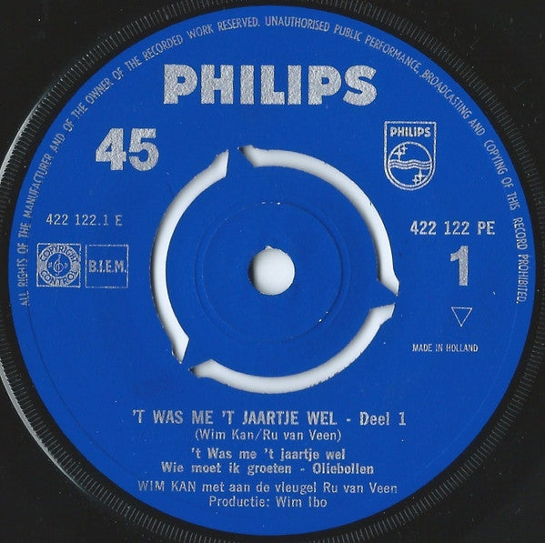 Wim Kan : 't Was Me 't Jaartje Wel (Liedjes Uit Het Oudejaarsprogramma Van Wim Kan) (7", EP, RE)