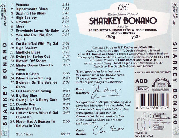 Sharkey Bonano : Sharkey Bonano 1928-1937 (CD, Comp, RM)