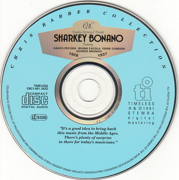 Sharkey Bonano : Sharkey Bonano 1928-1937 (CD, Comp, RM)